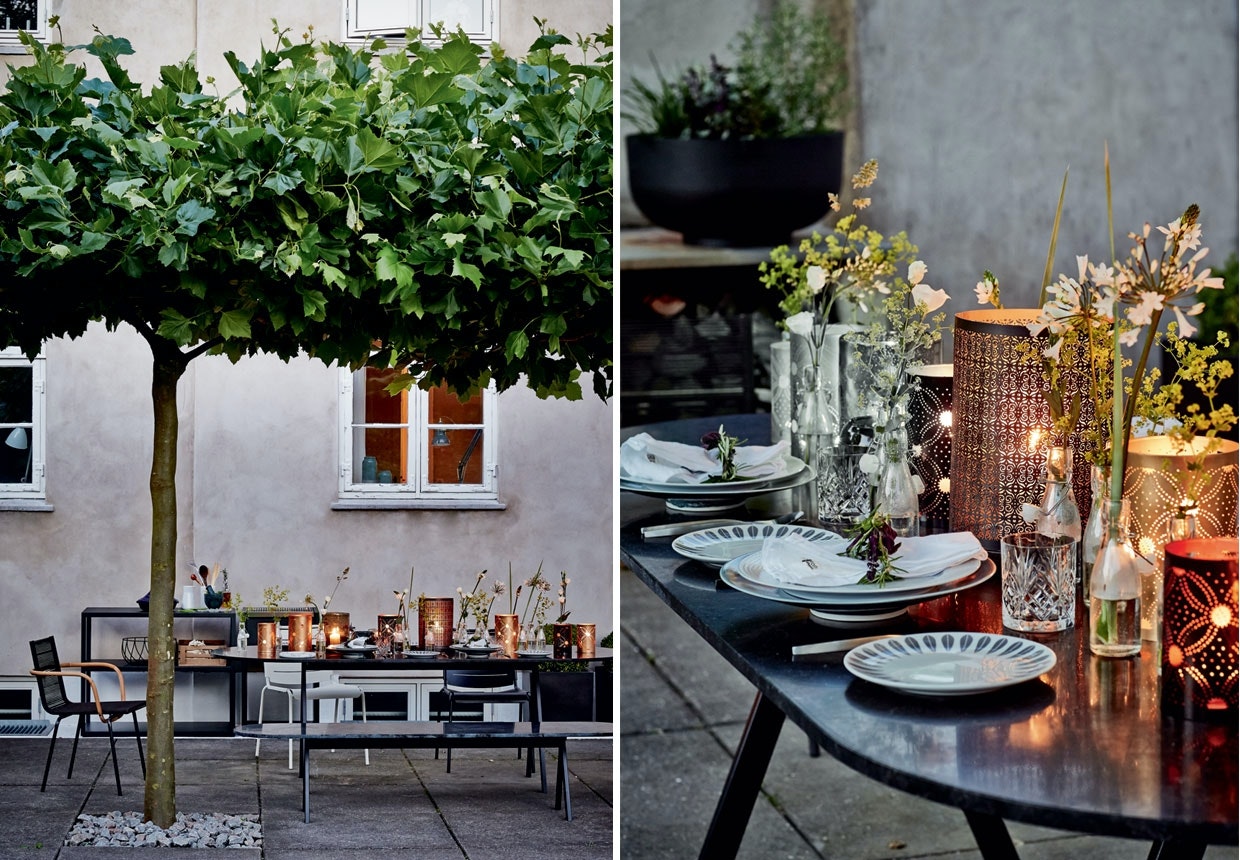 Sådan dækker du op til middag på terrassen