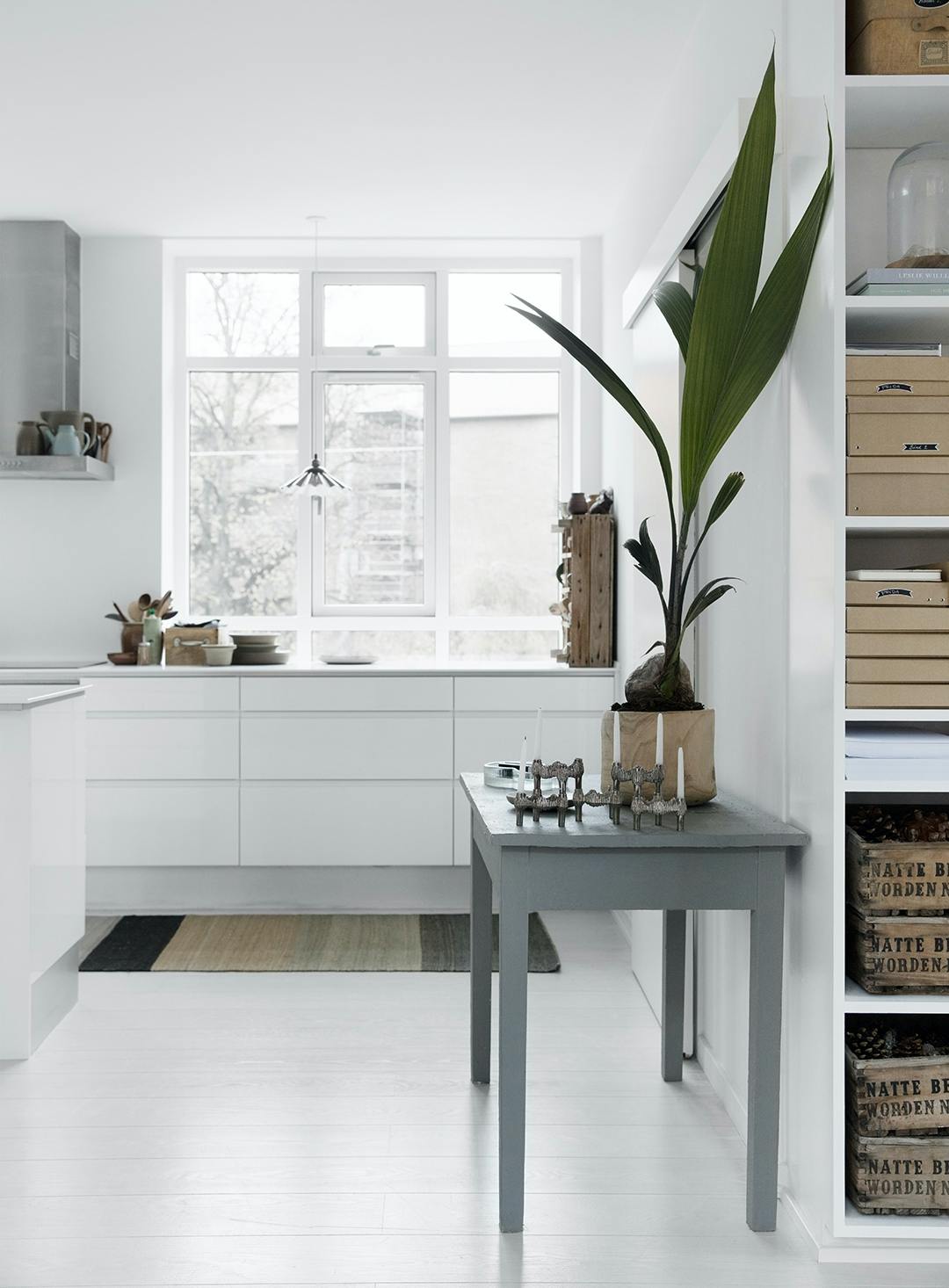 Køkken palme hvidt lysestager