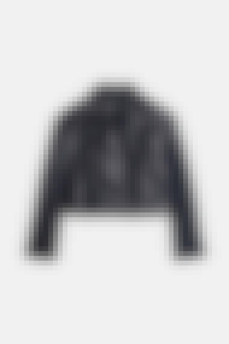 Kort blazer i sort imiteret skind