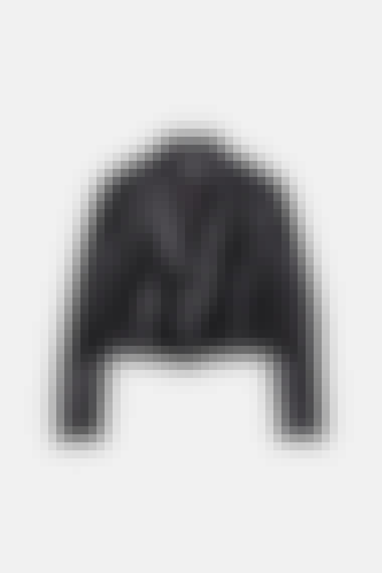 Kort blazer i sort imiteret skind