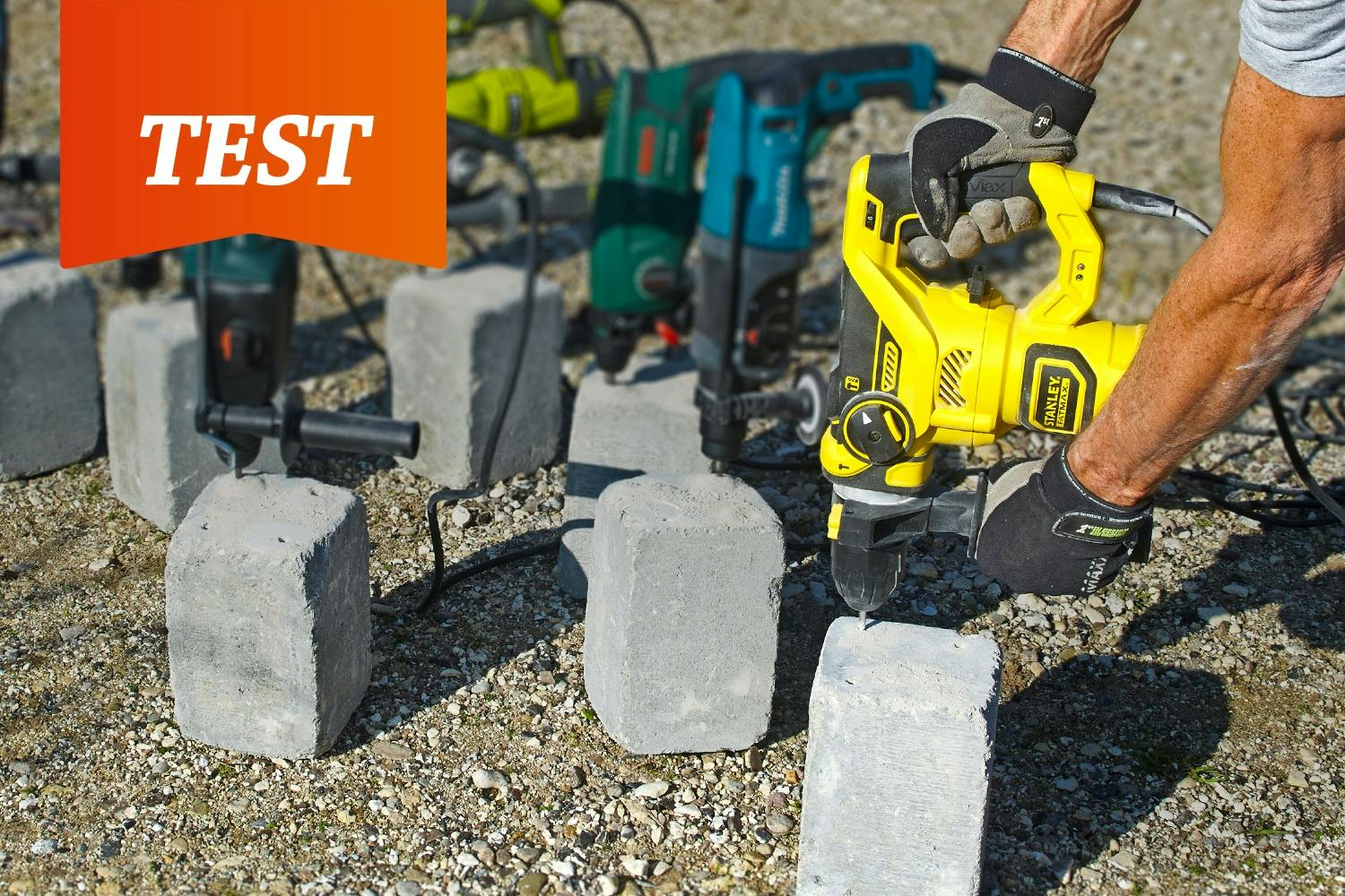 Test af borehammer med ledning Test af borehammer