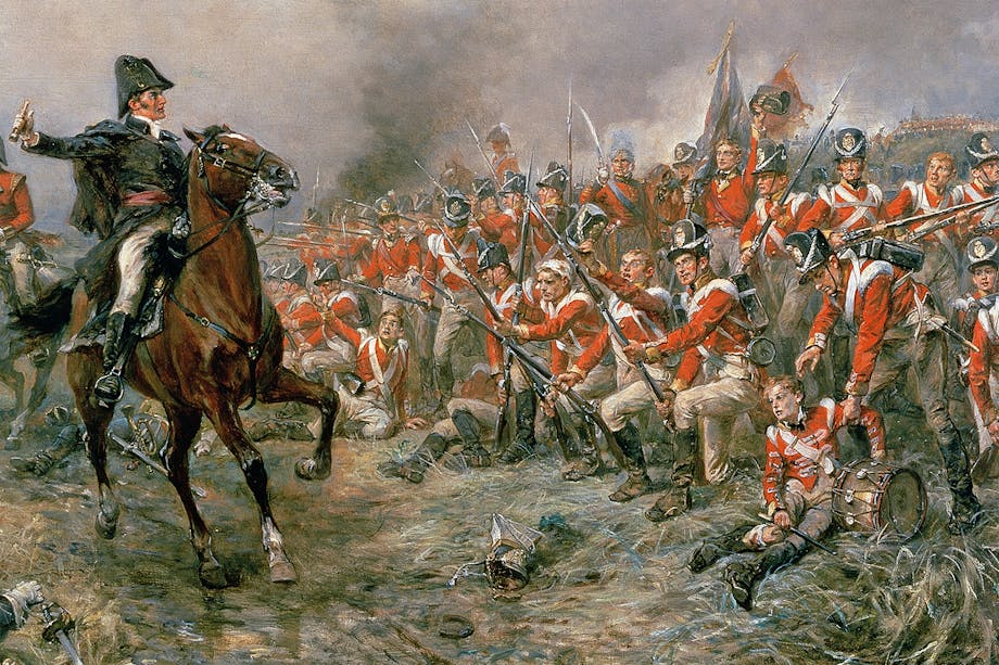 Wellington till häst under slaget vid Waterloo 1815 där Napoleonkrigen slutgiltigt avgjordes. Wellington till häst under slaget vid Waterloo 1815 där Napoleonkrigen slutgiltigt avgjordes.