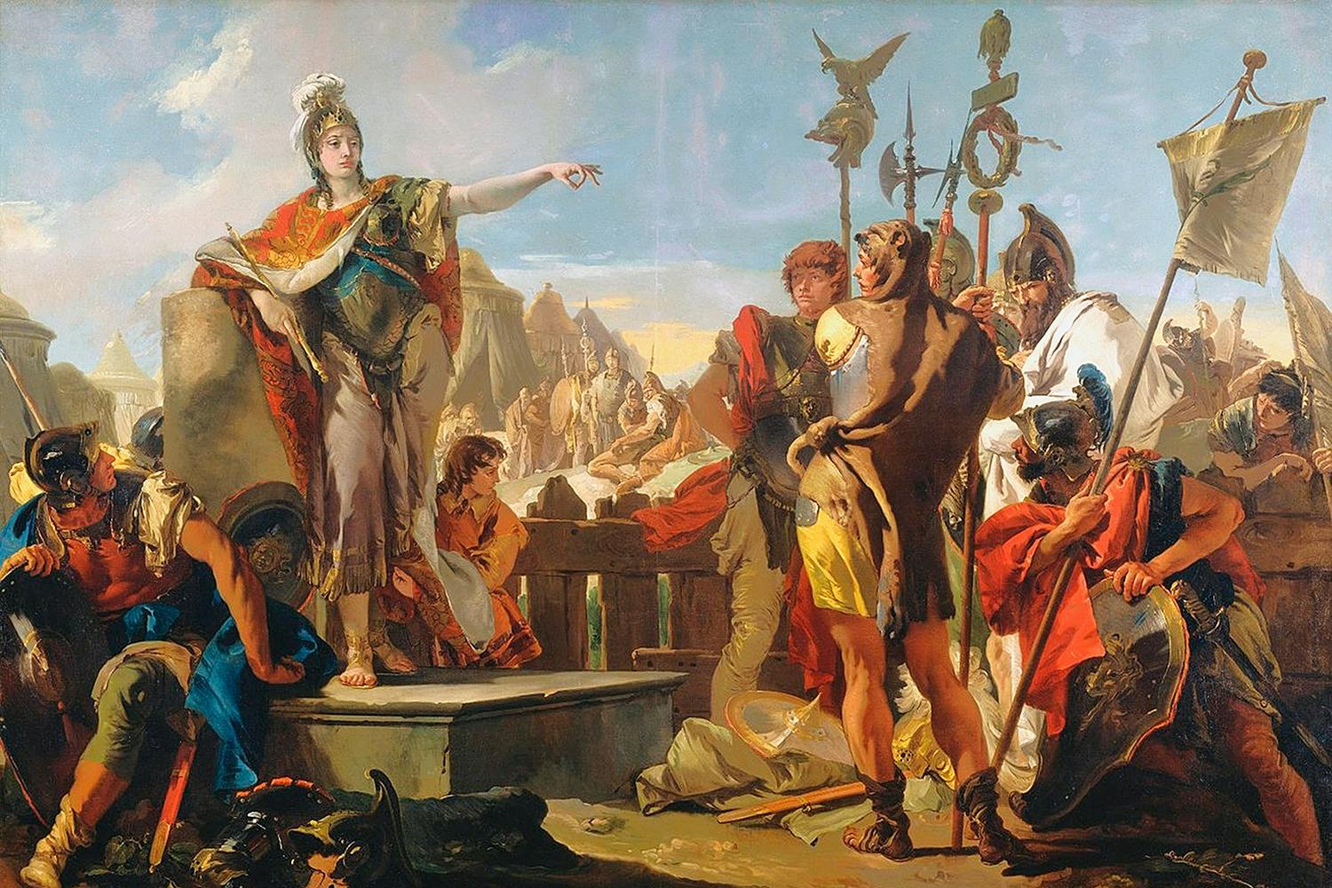 Palmyras drottning Zenobia talar till sina soldater. Palmyras drottning Zenobia talar till sina soldater.