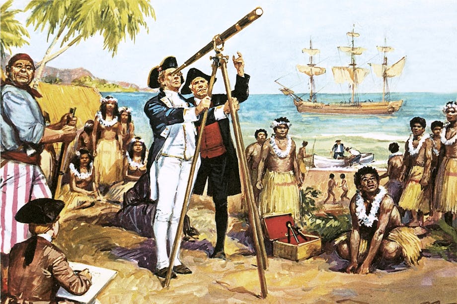 James Cook observerar Venuspassagen i teleskop på Tahiti 1769. James Cook observerar Venuspassagen i teleskop på Tahiti 1769.