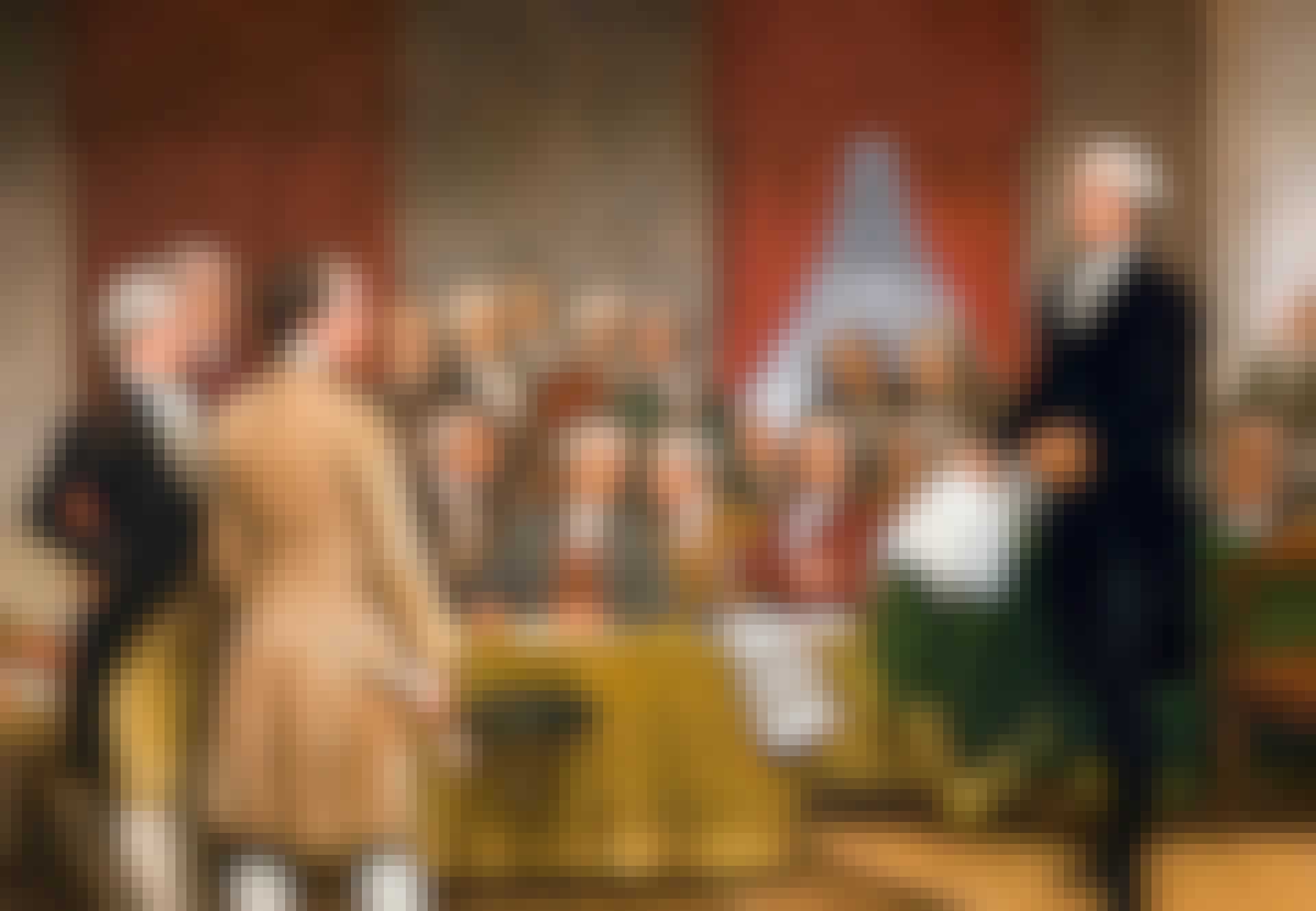 George Washington and the US Constitution. Painting entitled Washington as Statesman at the Constitutional Convention by Junius Brutus Stearns, oil on canvas, 1856. The painting shows future President George Washington at the Constitutional Convention whi