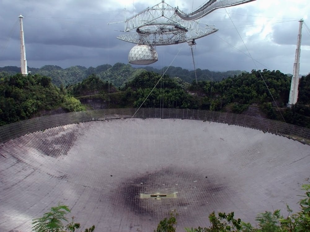 Det stora Arecibo-teleskopet i Puerto Rico har fångat in radiosignaler från rymden Det stora Arecibo-teleskopet i Puerto Rico har fångat in radiosignaler från rymden