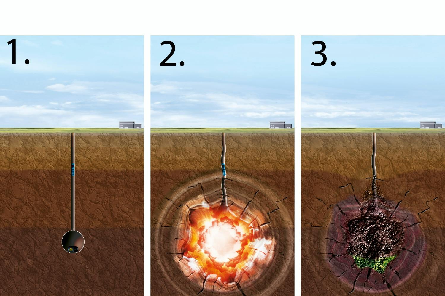 A-bomb crater illustration A-bomb crater illustration