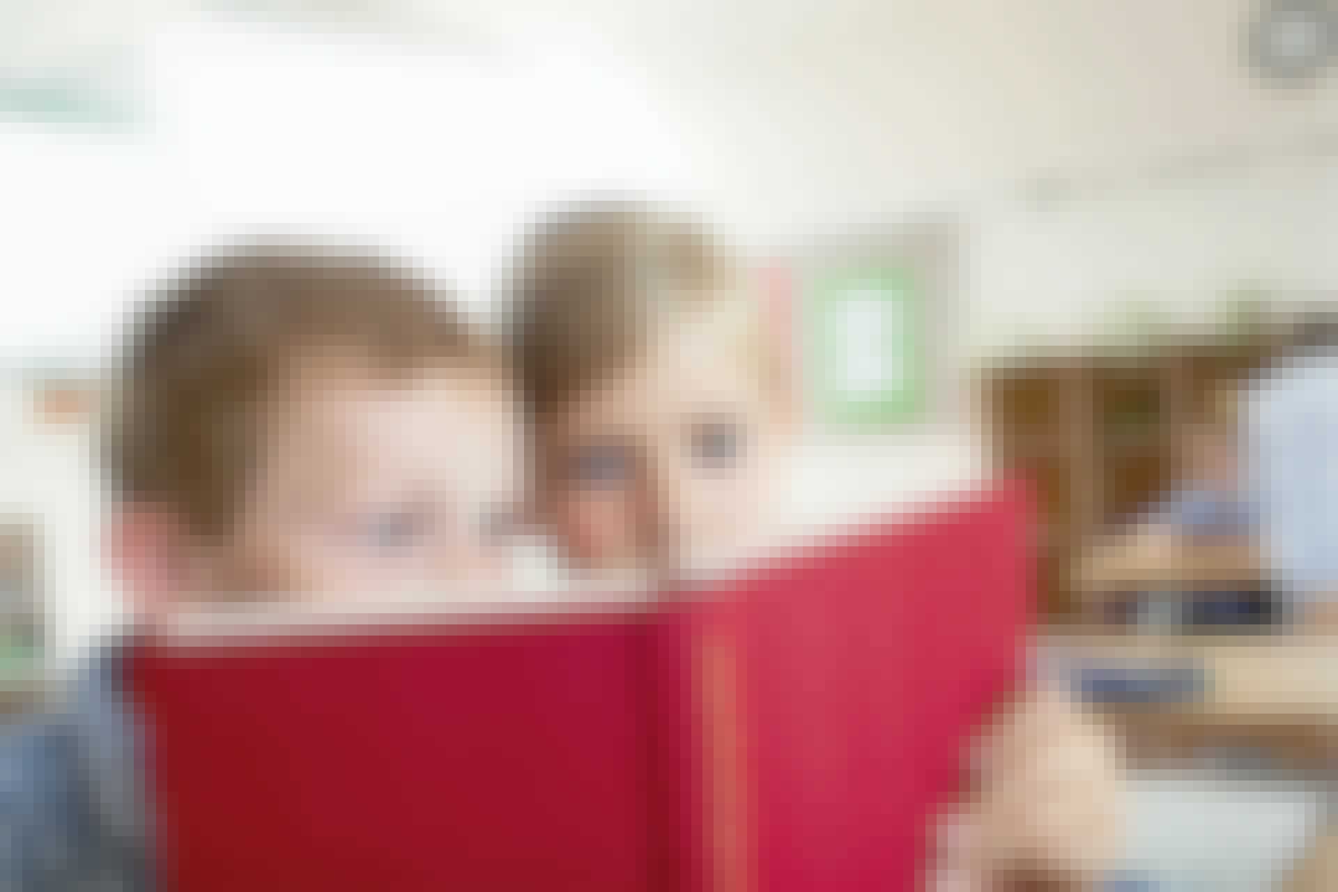 Boy and girl reading