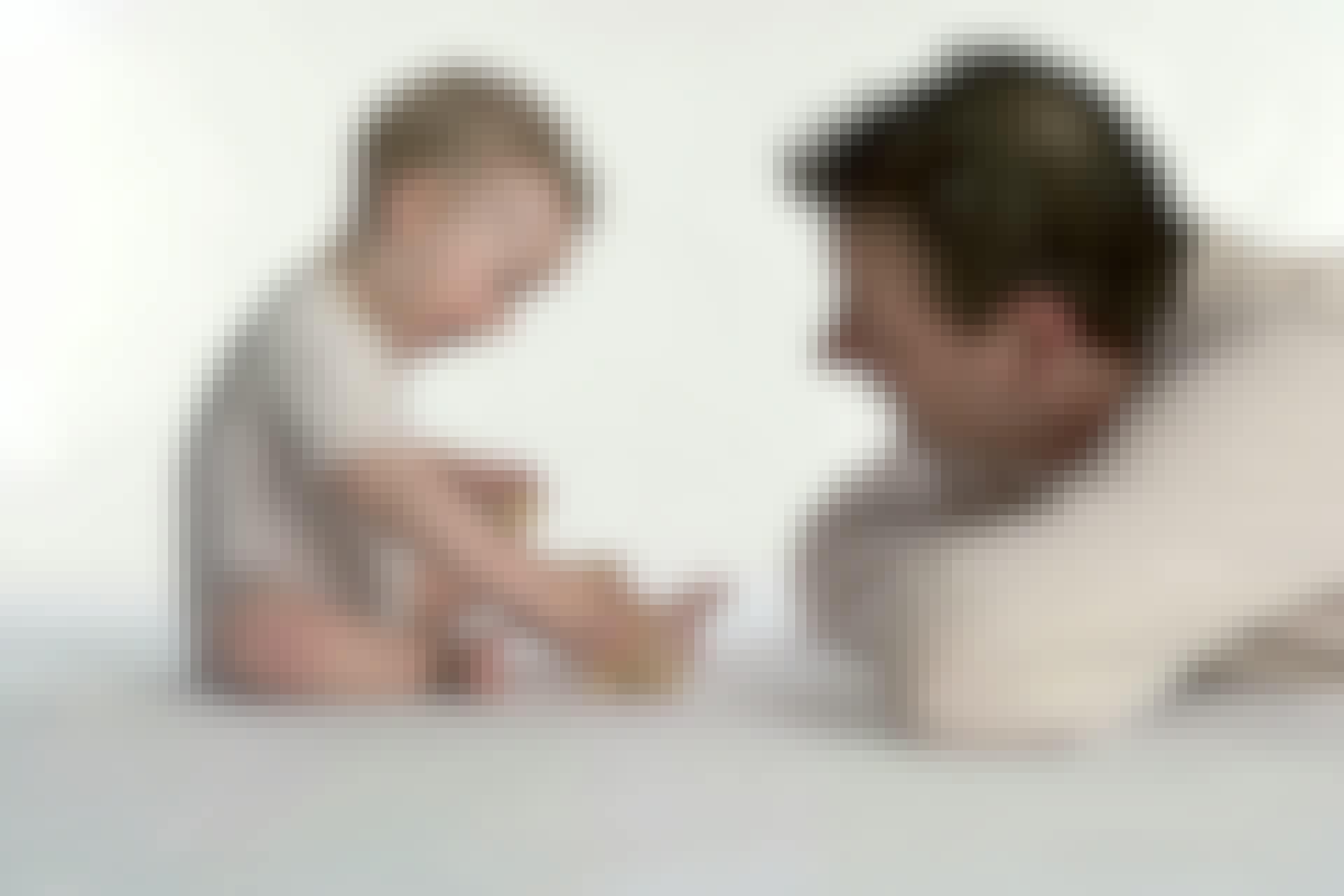 Father and child playing, Building blocks